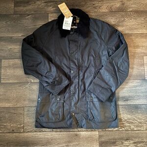 Barbour Men's Waxed Cotton Ashby Jacket Navy Tartan Size Medium NEW